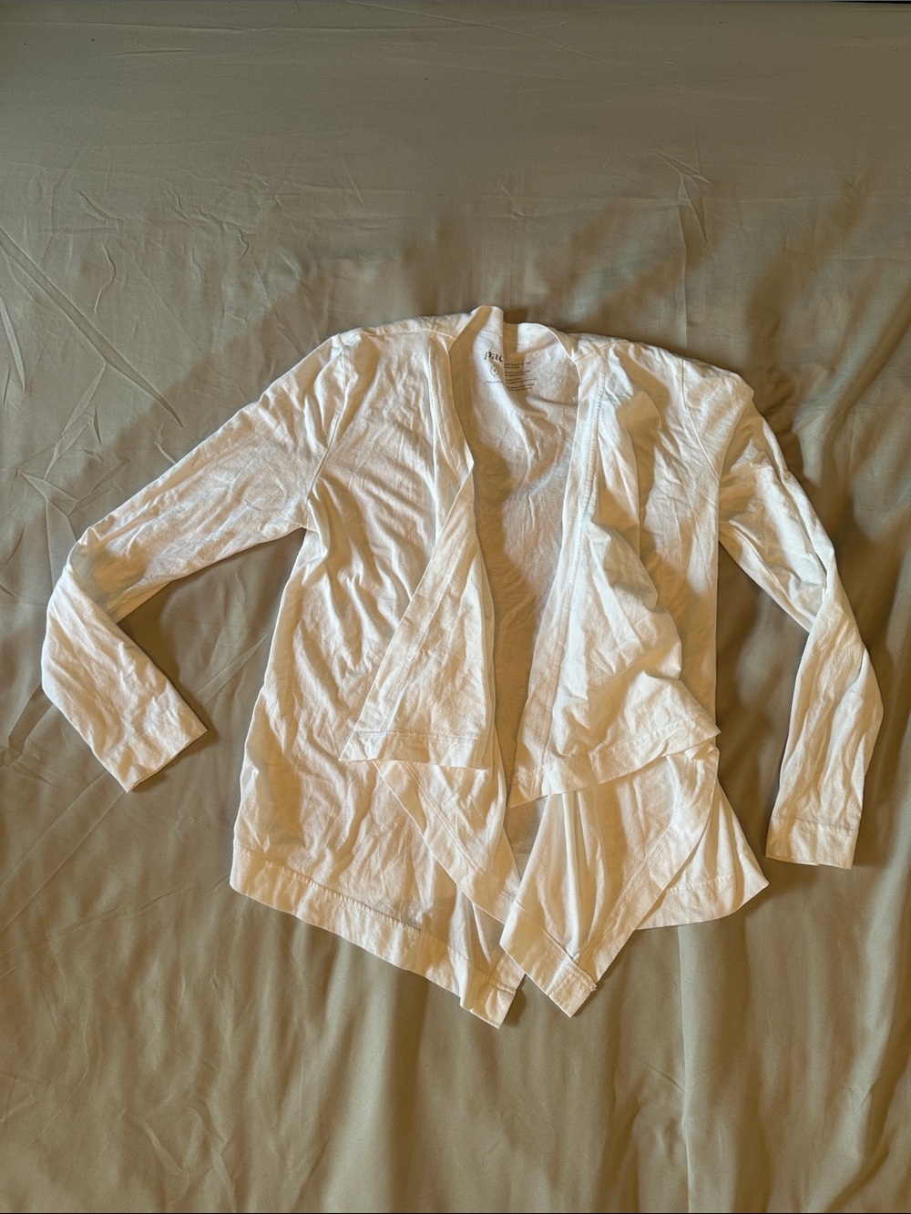 Pact White Open-Front Draped Cardigan